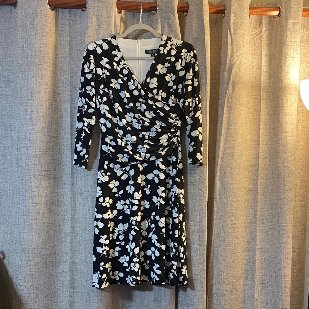 Lauren Ralph Lauren Black Dress with White Floral Pattern